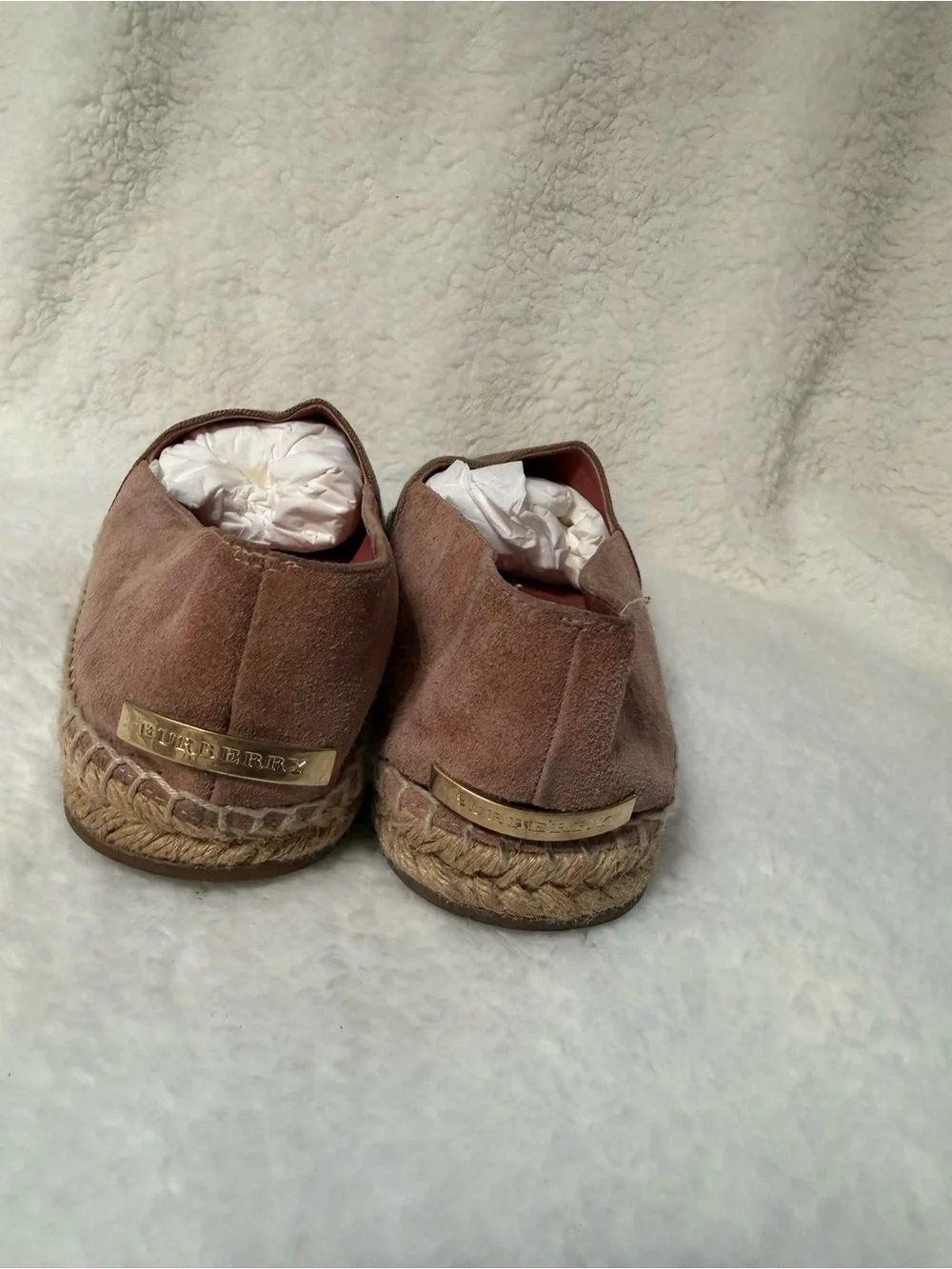 Burberry Brown and Black Canvas Espadrille Flats